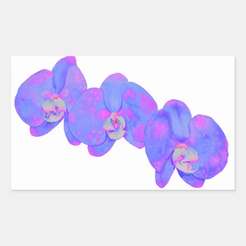 Purple violet watercolor orchid painting  rectangular sticker