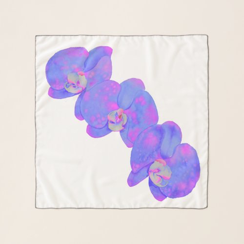 Purple violet watercolor orchid painting  scarf