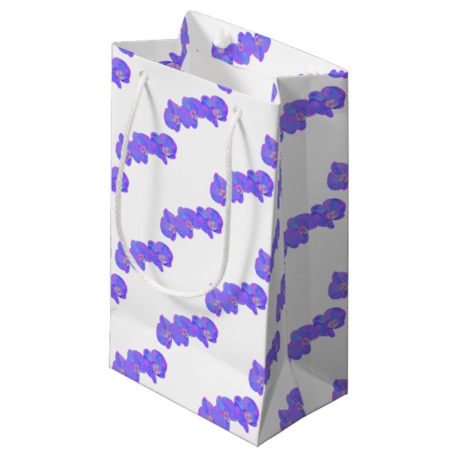 Purple violet watercolor orchid painting  small gift bag (Front Angled)
