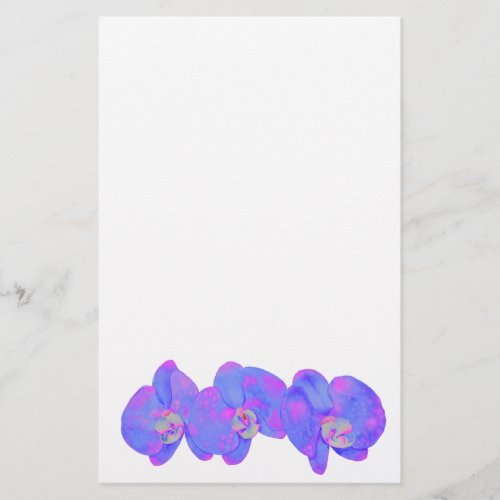 Purple violet watercolor orchid painting  stationery