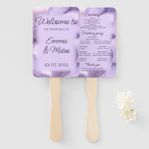Purple violet watercolour hand fan