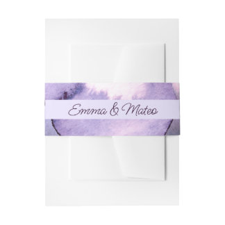 Purple violet wedding      invitation belly band