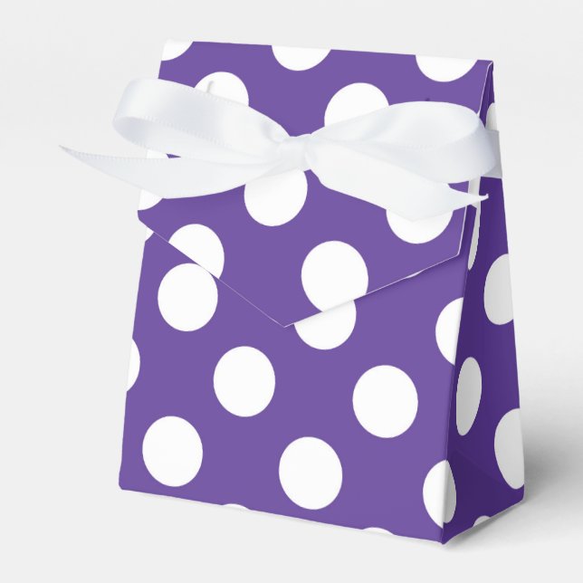 Purple Violet & White Polka Dots Birthday Party Favor Boxes (Front Side)