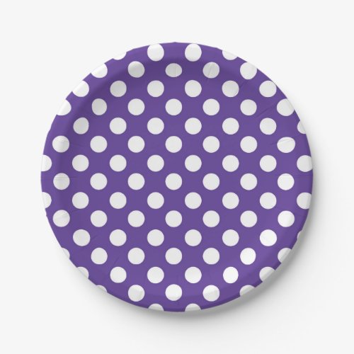 Purple Violet  White Polka Dots Birthday Party Paper Plates