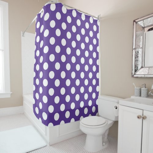 Purple Violet  White Polka Dots Shower Curtain