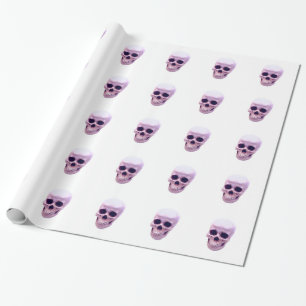 Purple Violet White Pop Art Skull Wrapping Paper