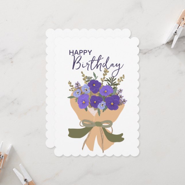 Purple Violets February Birth Flower Bouquet  (Front/Back In Situ)