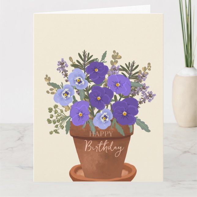 Purple Violets February Birth Flower Bouquet  Card (Front)