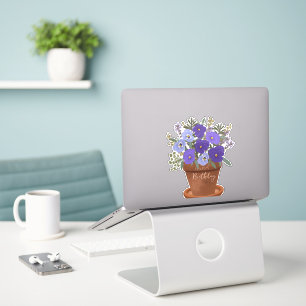 Purple Violets February Birth Flower Bouquet Sticker