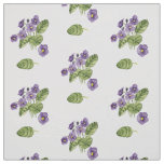 Purple violets green leaves watercolor pattern  fabric
