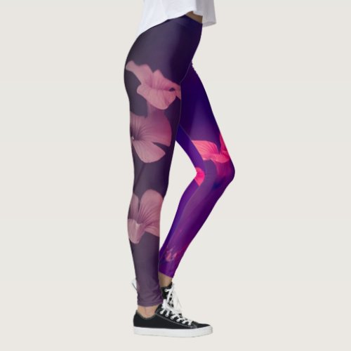 Purple Violets Hot Yoga Leggings