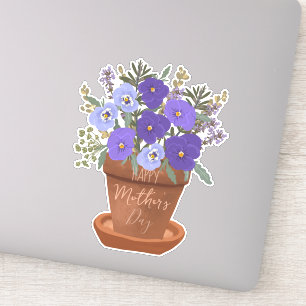 Purple Violets in a Pot – Mother’s Day Floral Sticker