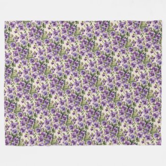 Purple Violets on White