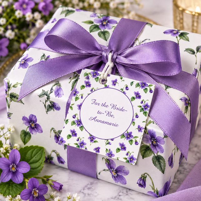 Purple Violets Pattern Gift Tag (Creator Uploaded)