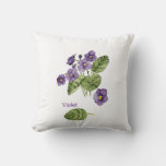 Purple violets watercolor Throw Pillow