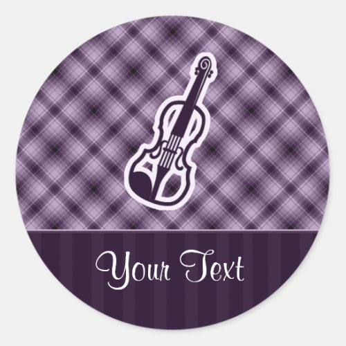 Purple Violin Classic Round Sticker