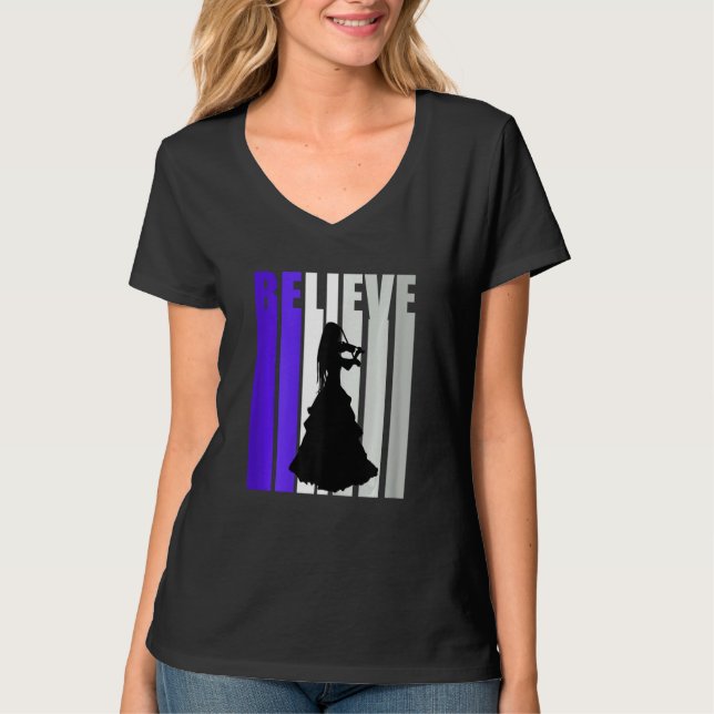 Purple Violin Retro Girls Text Violinist Quotes Wo T-Shirt (Front)