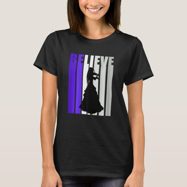 Purple Violin Retro Girls Text Violinist Quotes Wo T-Shirt (Front)