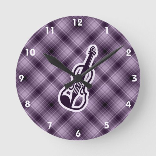 Purple Violin Round Clock