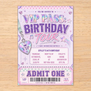 Purple VIP Pass Concert Birthday Acrylic Rsvp Card