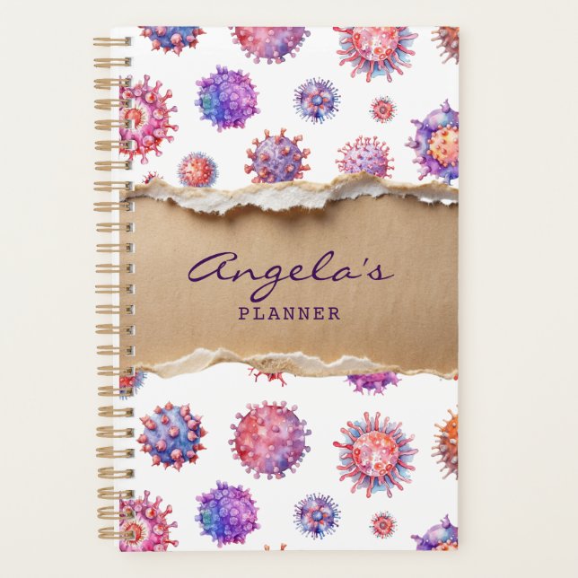 Purple Virus Bacteria Pattern Custom Planner (Front)