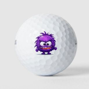 Purple virus little monster cartoon golf balls