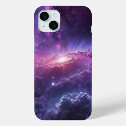 Purple Volcano Galaxy Art iPhone 15 Pro Max Case