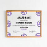 Purple Volleyball, Best Player Recognition Award Poster at Zazzle