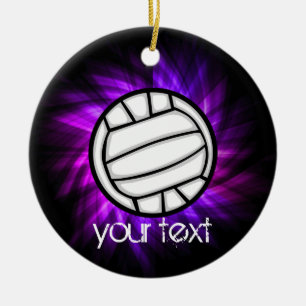 Purple Volleyball Ceramic Ornament