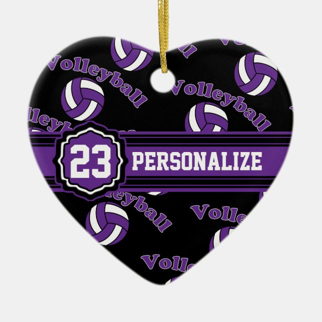 Purple Volleyball Ceramic Ornament (Front)