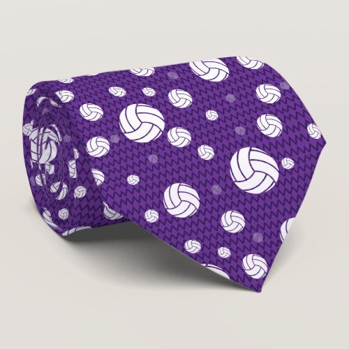 Purple Volleyball Chevron Patterned Neck Tie