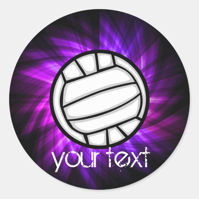 Purple Volleyball Classic Round Sticker (Front)