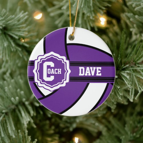 Purple Volleyball  Coach Ceramic Ornament