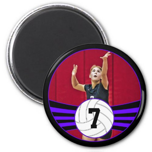 Purple Volleyball Custom Player Picture and Number Magnet