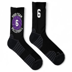 Purple Volleyball Custom Team Name & Player Number Socks