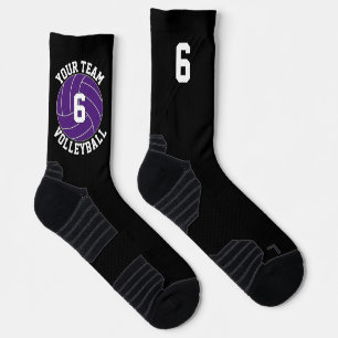 Purple Volleyball Custom Team Name & Player Number Socks