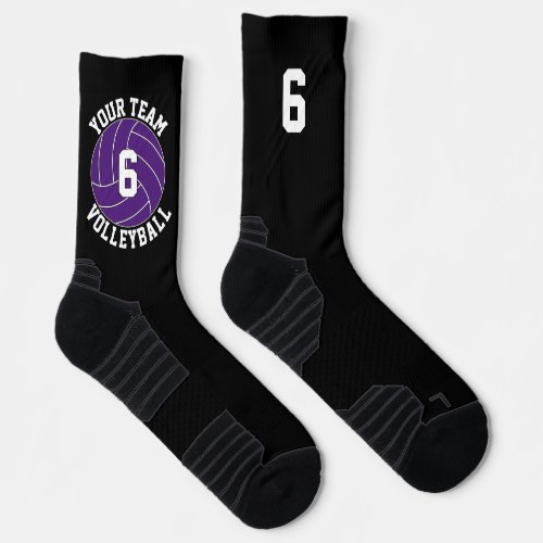 Purple Volleyball Custom Team Name  Player Number Socks
