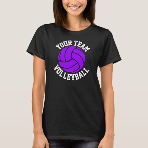 Purple Volleyball Custom Team Name Womens Black T T_Shirt