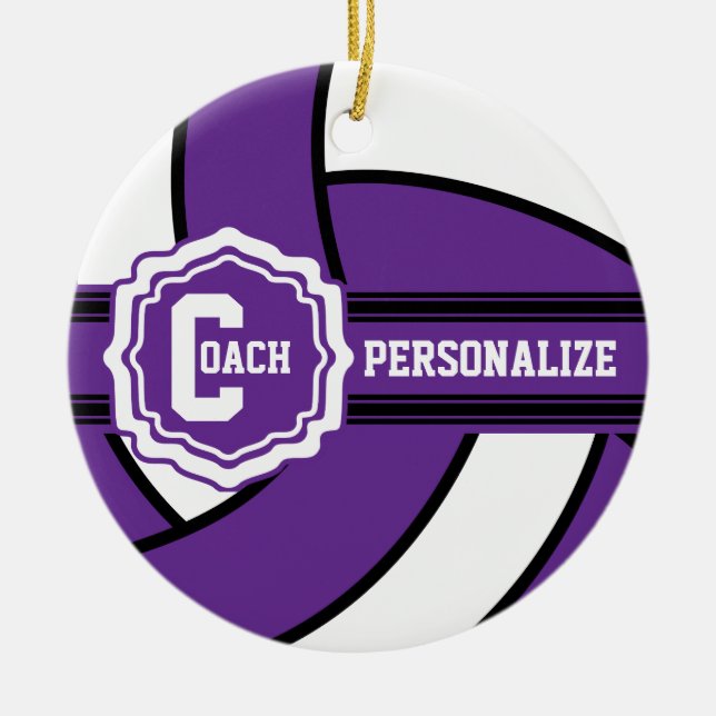 Purple Volleyball | DIY Text Ceramic Ornament (Front)