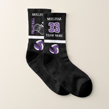 Purple Volleyball - Personalize Socks by DesignsbyDonnaSiggy at Zazzle