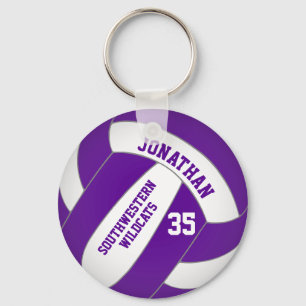 purple volleyball player team name keychain