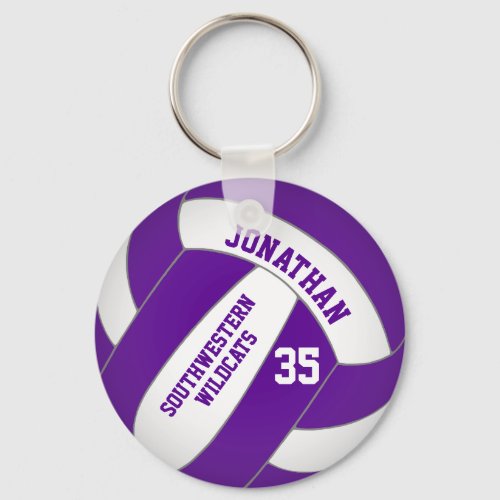 purple volleyball player team name keychain