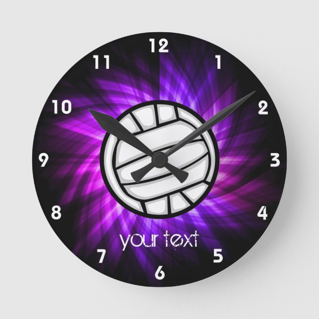 Purple Volleyball Round Clock (Front)