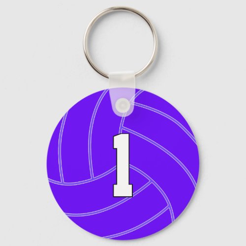 Purple Volleyball Team Custom Player Number Sports Keychain