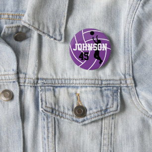 Purple Volleyball with Silhouette Player Button