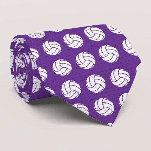 Purple Volleyball Wood Floor Patterned Neck Tie