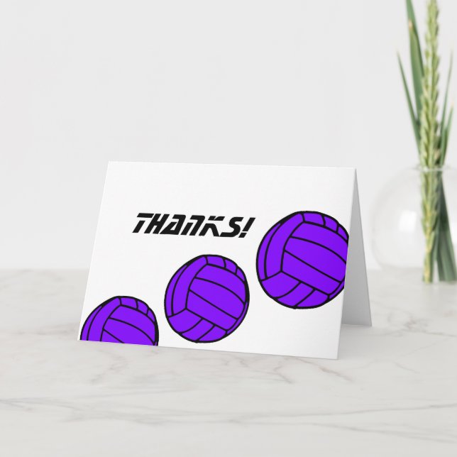Purple Volleyballs- Thanks Thank You Card (Front)