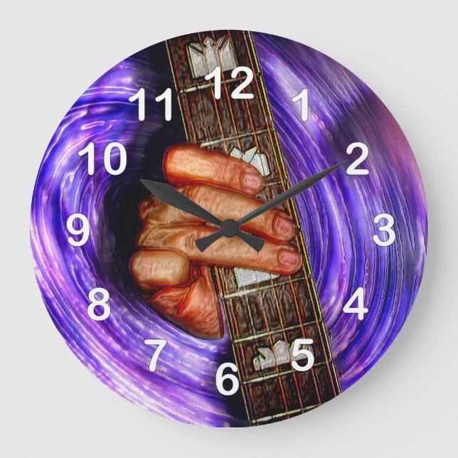 Purple Vortex Guitar Grip Large Clock (Front)