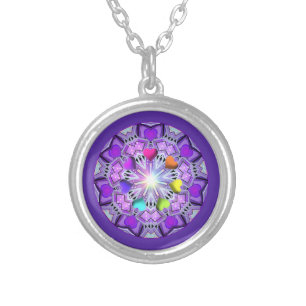 Purple W2 Silver Plated Necklace