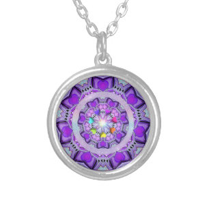 Purple W2 Silver Plated Necklace
